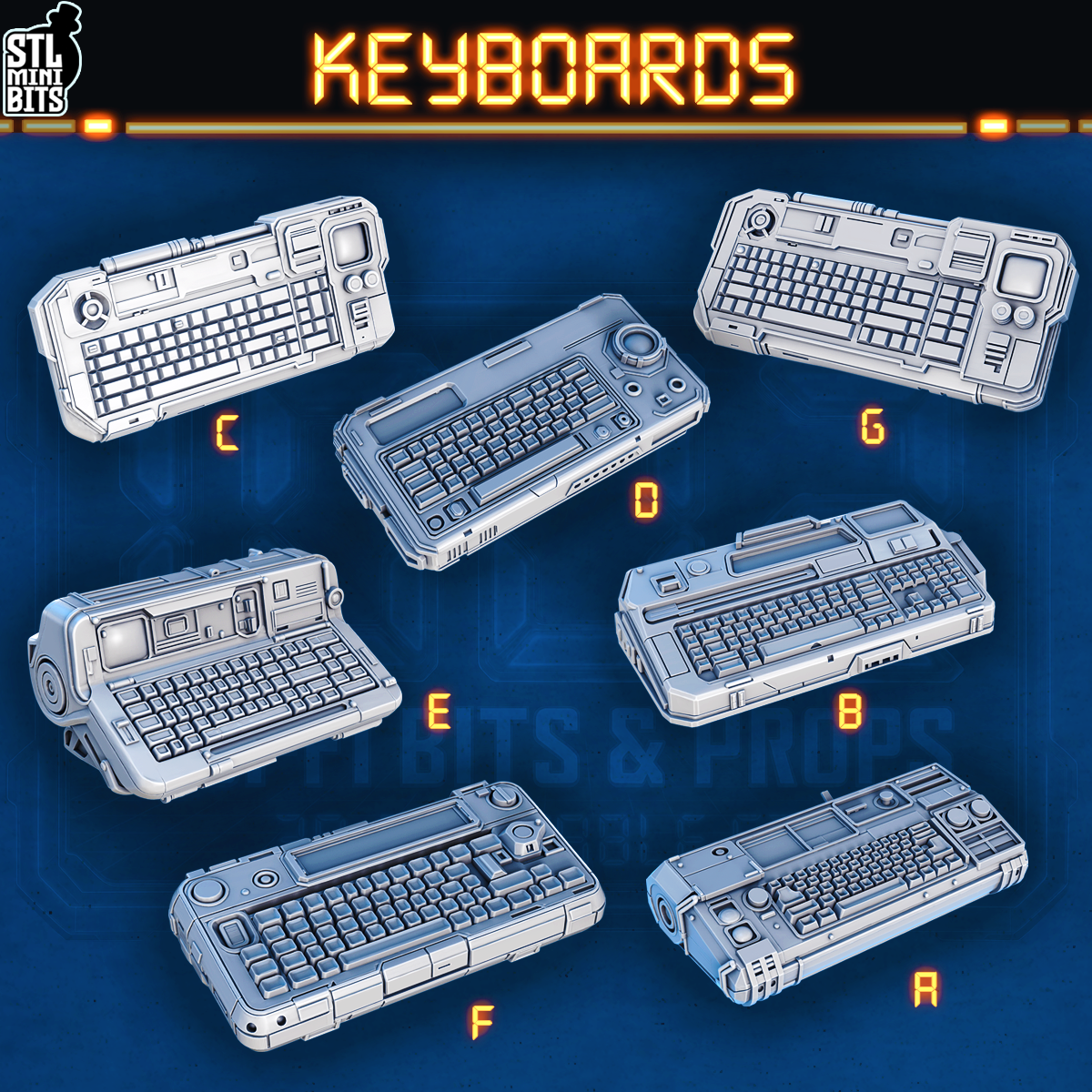 1002 SCI-FI Bits&Props – Keyboards STL Digital