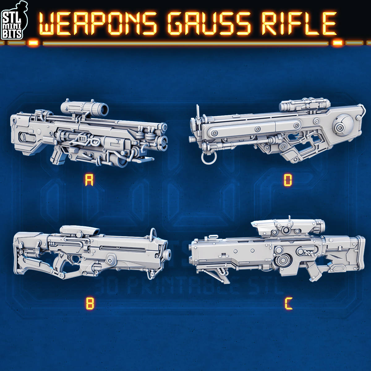 1002 SCI-FI Bits&Props – Weapons Gauss Rifle STL Digital